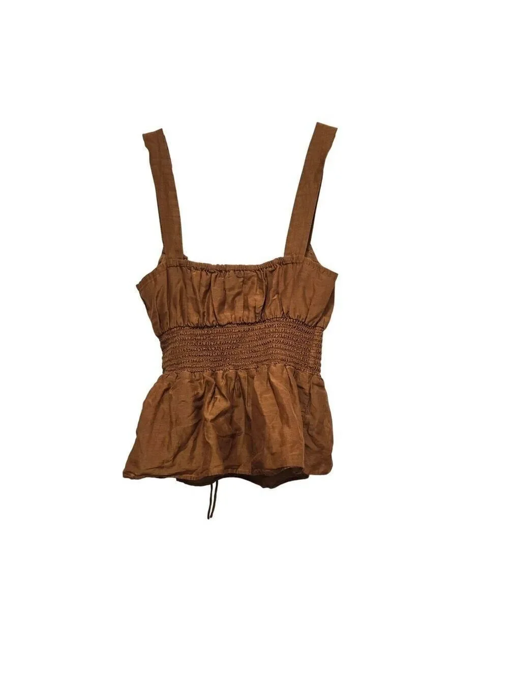 J Crew Smocked Tank AY743 Rust Cotton Silk XXS